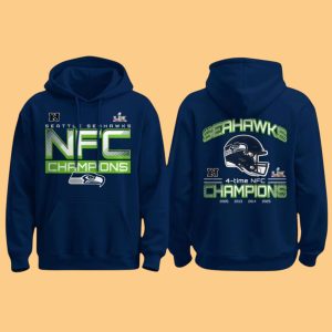 2026 Seattle Seahawks 4 Time NFC Champions Hoodie
