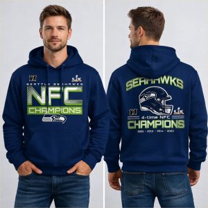 2026 Seattle Seahawks 4 Time NFC Champions Hoodie 1 2026 Seattle Seahawks 4 Time NFC Champions Hoodie 1