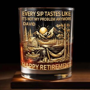 Happy Retirement Every Sip Tastes Like It’s Not My Problem Anymore Whiskey Glass 1 Happy Retirement Every Sip Tastes Like It’s Not My Problem Anymore Whiskey Glass 1