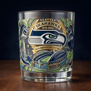 Seattle Seahawks 1976 2026 50th Anniversary Whiskey Glass