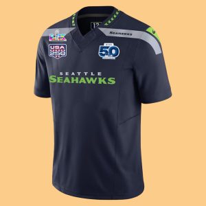 Seattle Seahawks USA 250 Super Bowl LX 50th Anniversary Football Jersey 1 Seattle Seahawks USA 250 Super Bowl LX 50th Anniversary Football Jersey 1