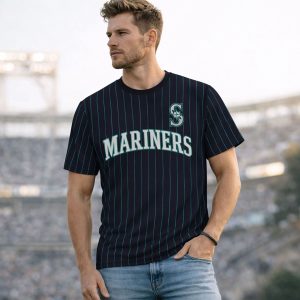Seattle Mariners Throwback Applique Pinstripe Shirt 1 Seattle Mariners Throwback Applique Pinstripe Shirt 1