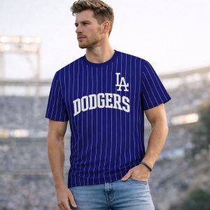 LA Dodgers Throwback Applique Pinstripe Shirt 1 LA Dodgers Throwback Applique Pinstripe Shirt 1
